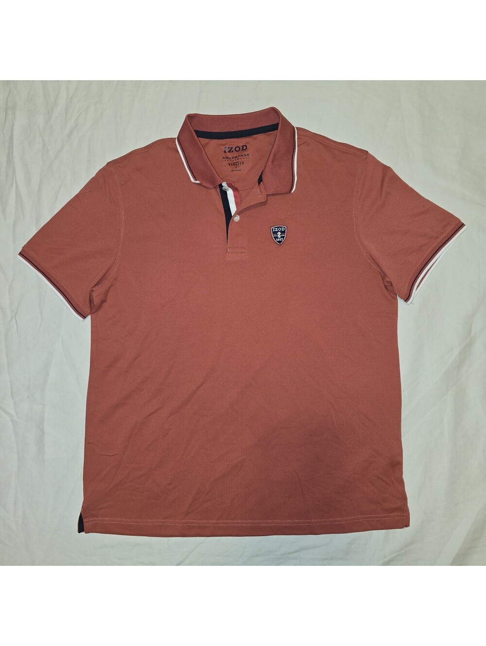 IZOD Men's Natural Stretch Advantage Performance Rose Polo Shirt Size L